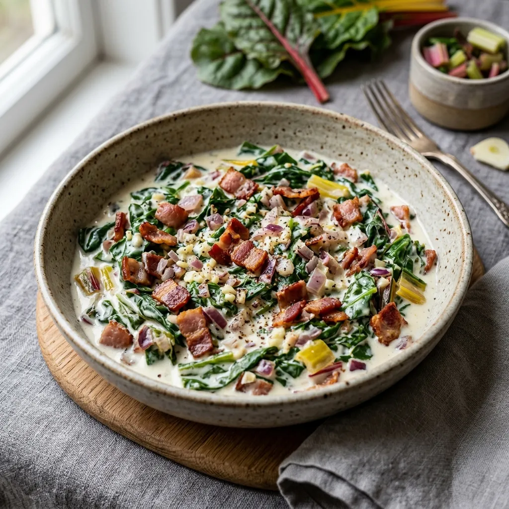 Creamed Swiss Chard With Bacon