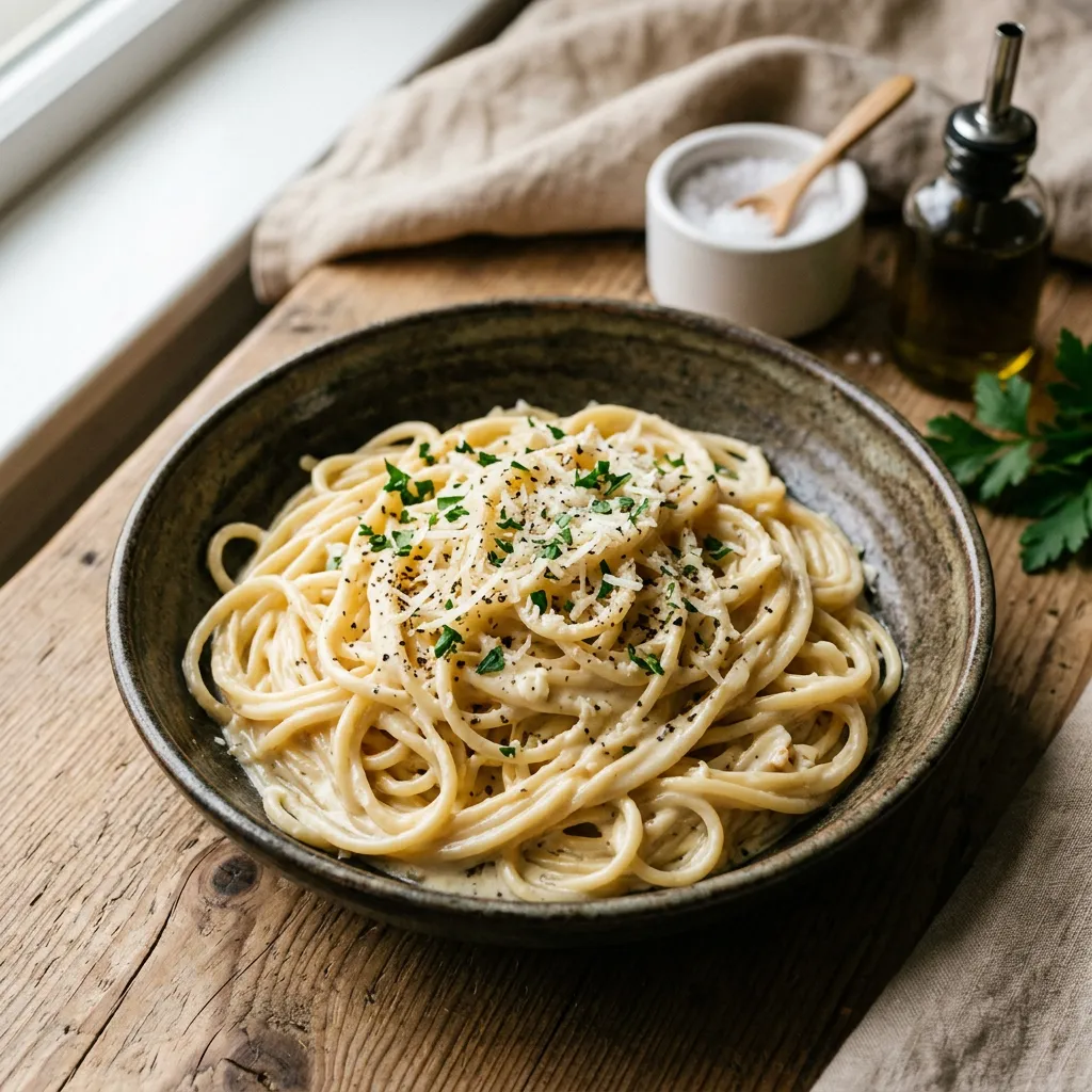 Creamy Four Cheese Pasta With Garlic