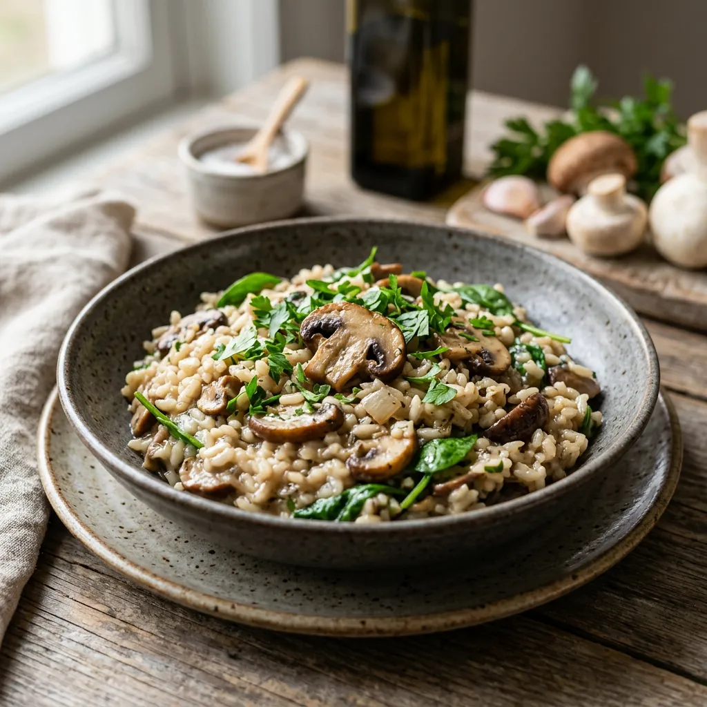 Creamy Low-Fat Mushroom Risotto Recipe