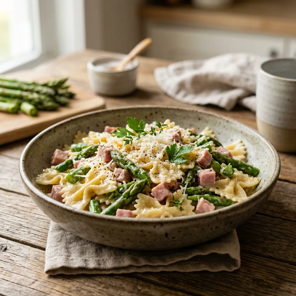 Creamy Pasta With Ham and Asparagus Recipe