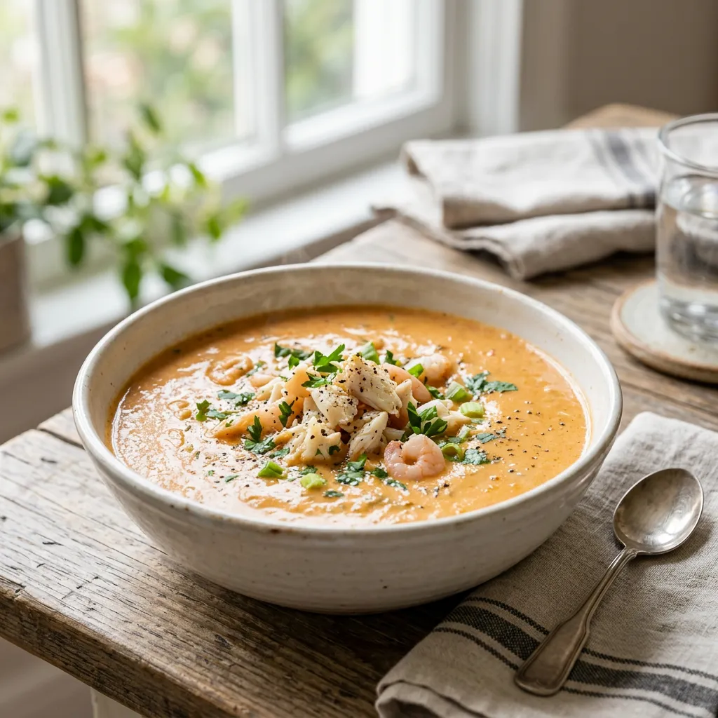 Creamy Shrimp and Crab Seafood Bisque Recipe