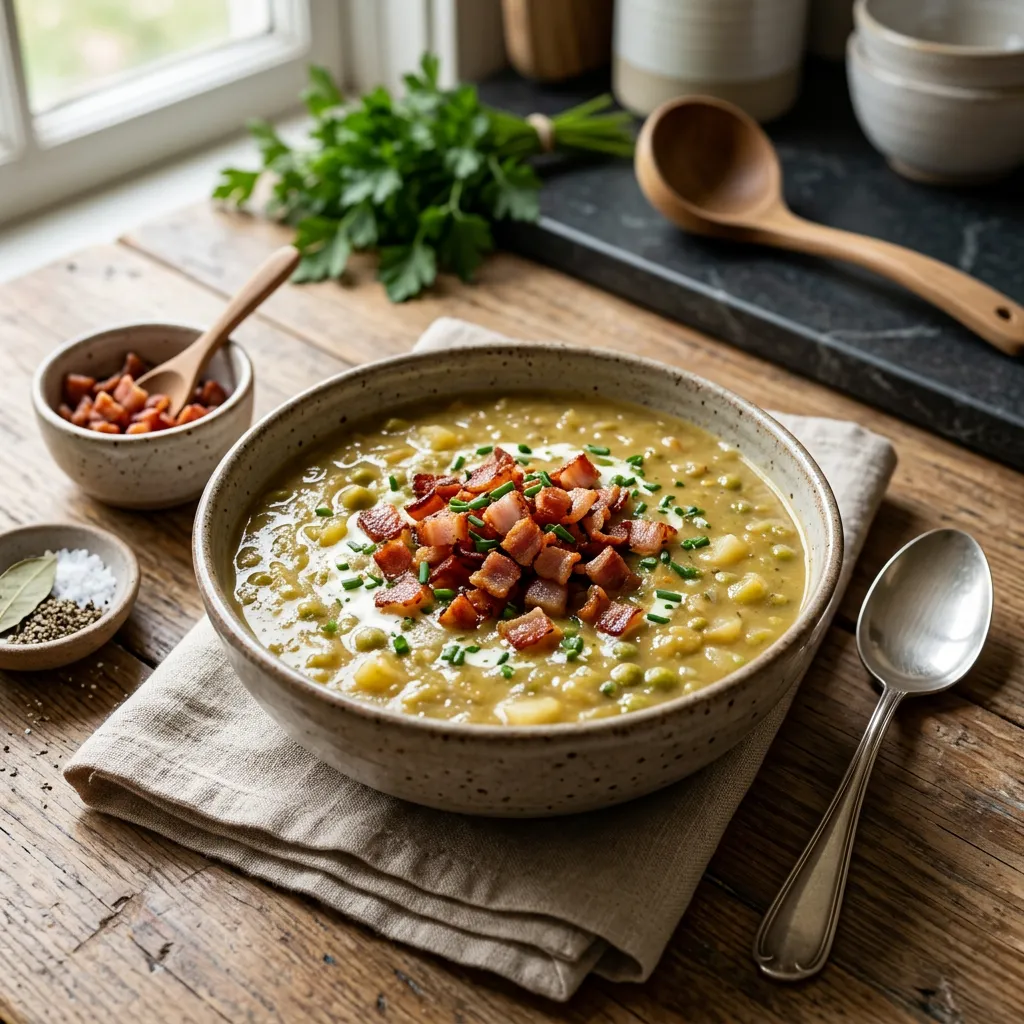 Creamy Split Pea Soup With Bacon