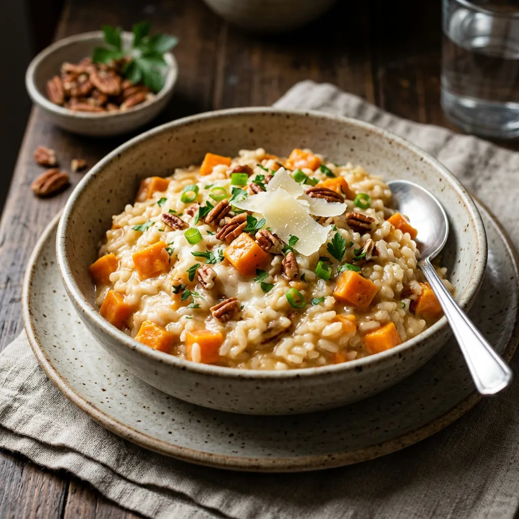 Finished Creamy Sweet Potato Risotto dish