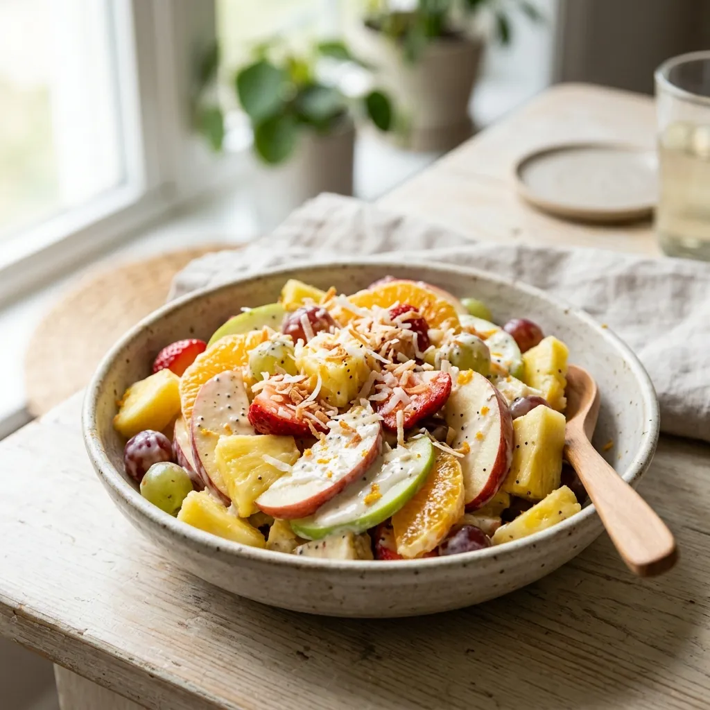 Creamy Vegan Ambrosia Fruit Salad With Pineapple