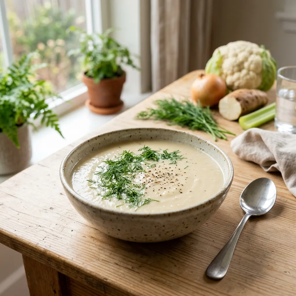 Creamy Vegan Cauliflower and Dill Soup