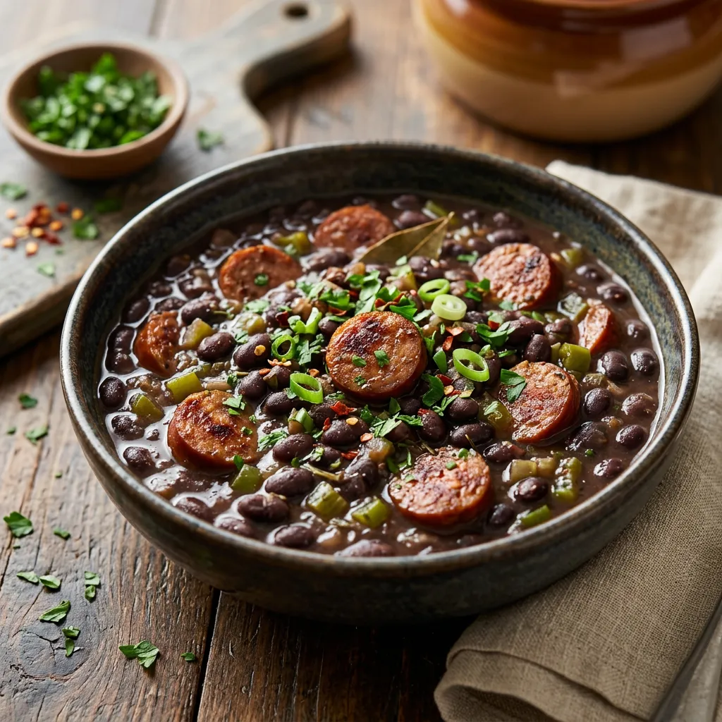 Creole-Style Crock Pot Black Beans and Sausage