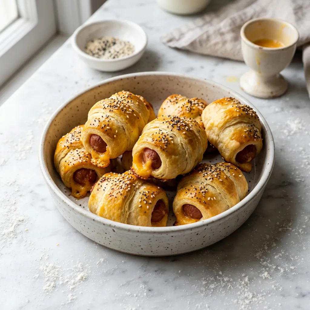 Finished Crescent Roll Pigs in a Blanket dish