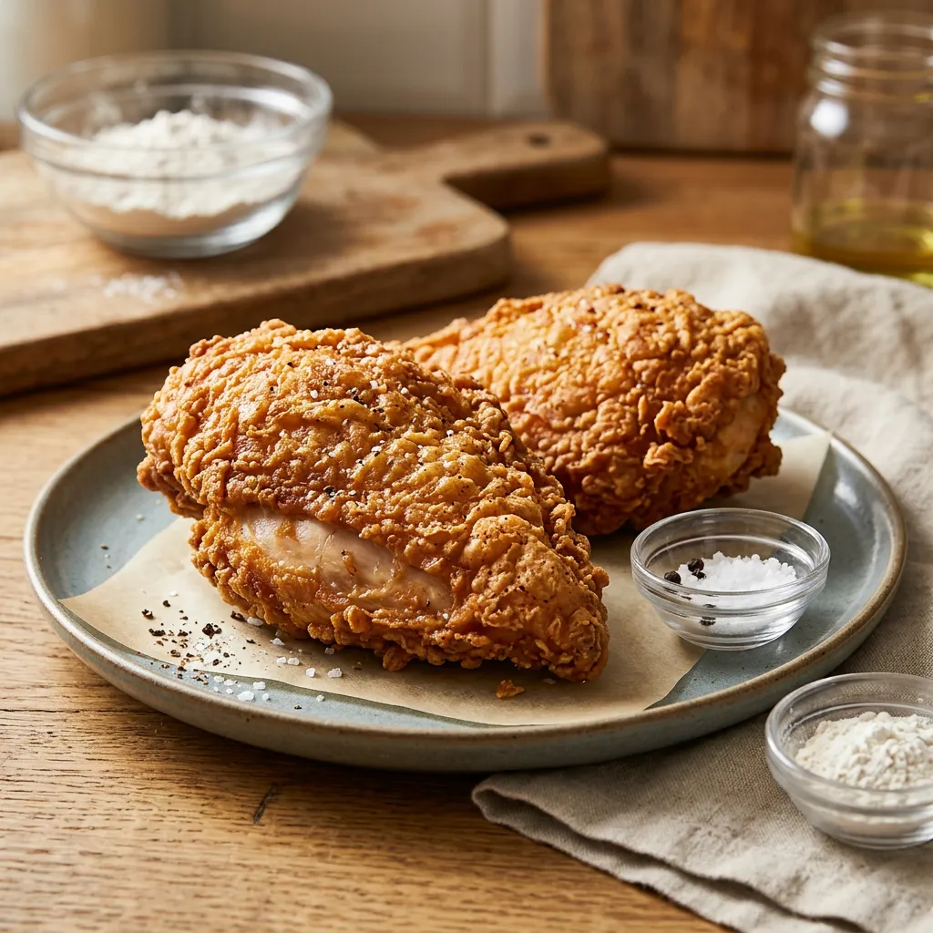 Finished Crispy Fried Chicken Breast dish