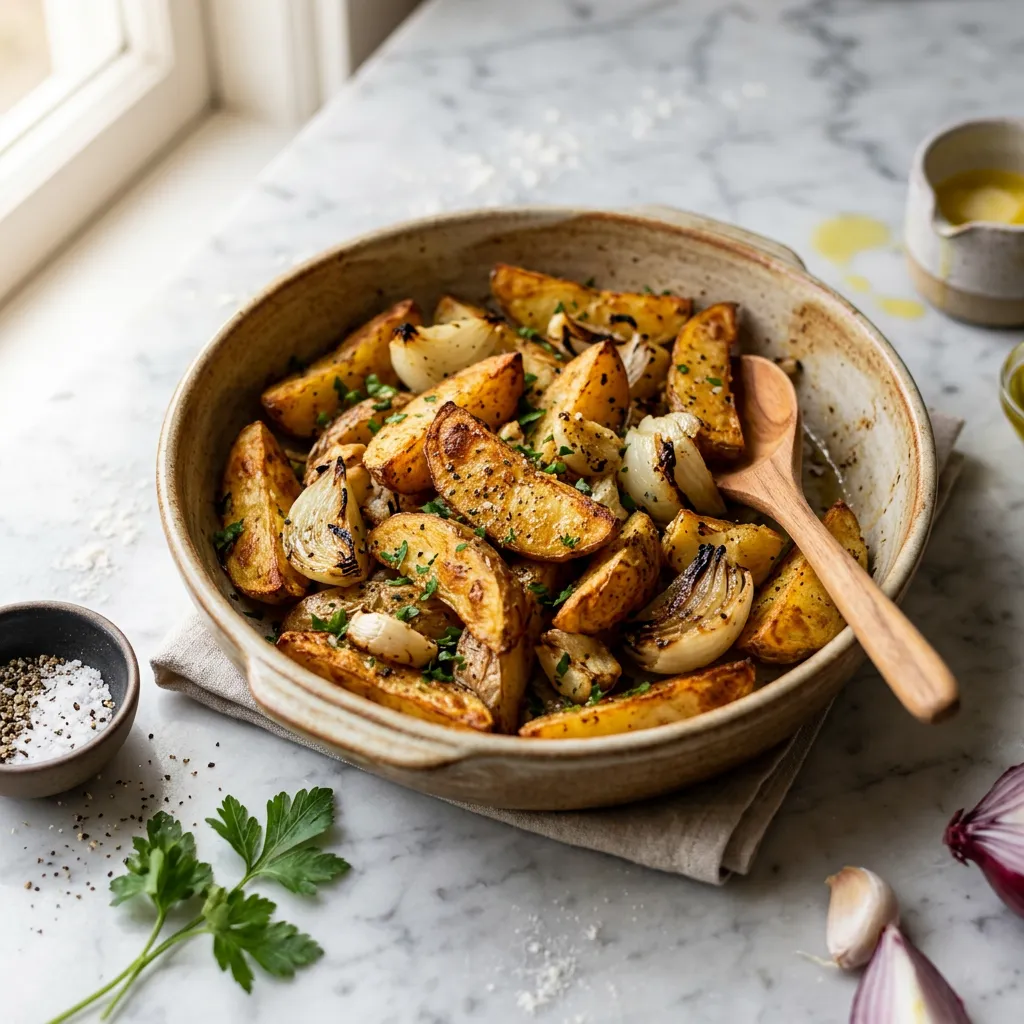 Finished Crispy Oven-Fried Potatoes dish