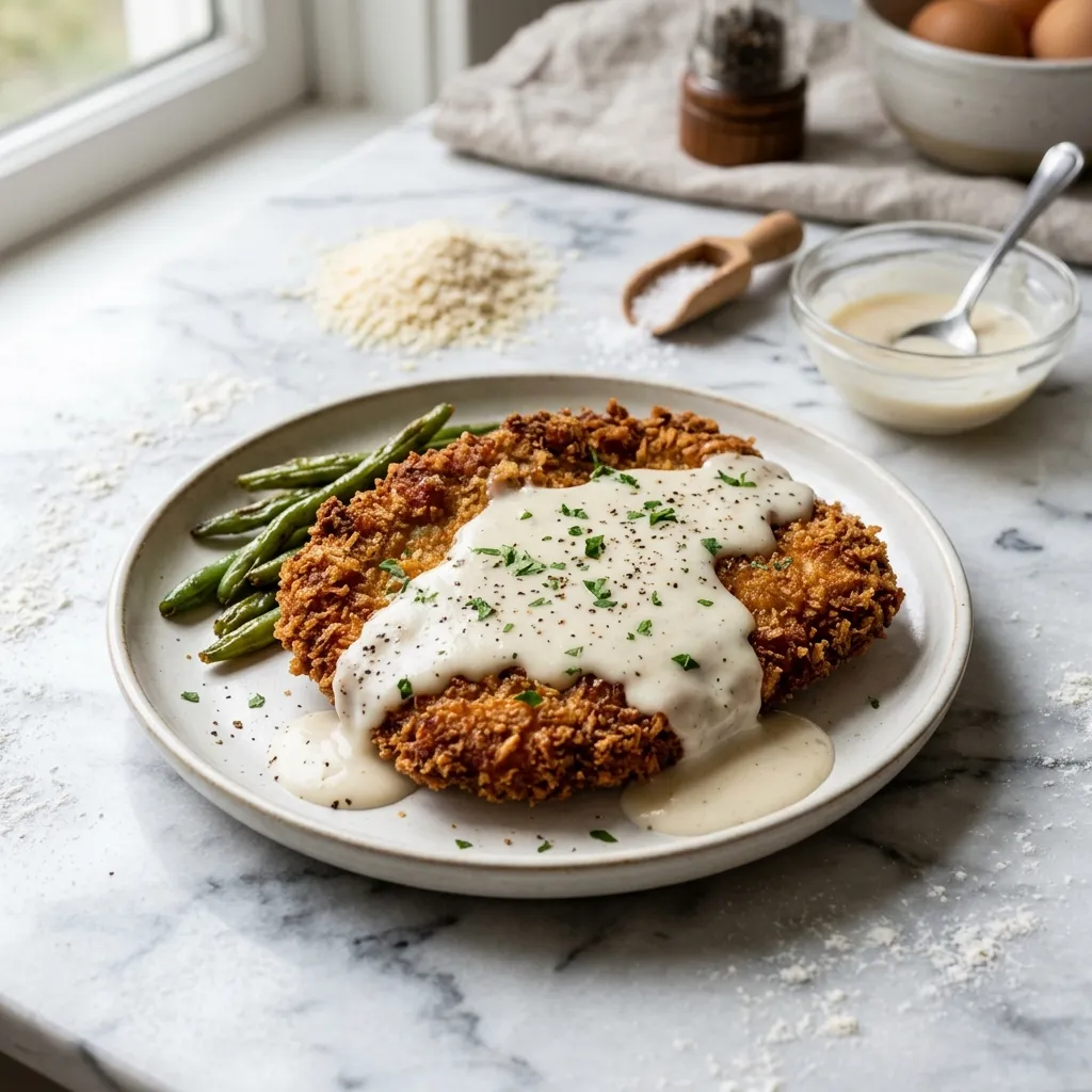 Crispy Panko-Coated Pork Cutlets With White Gravy