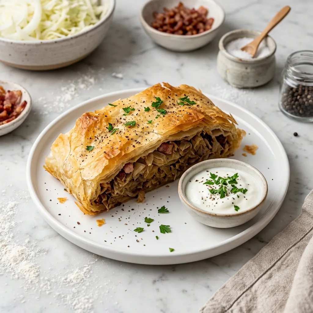 Croatian Savory Cabbage Strudel (Strudla s Kupusom)