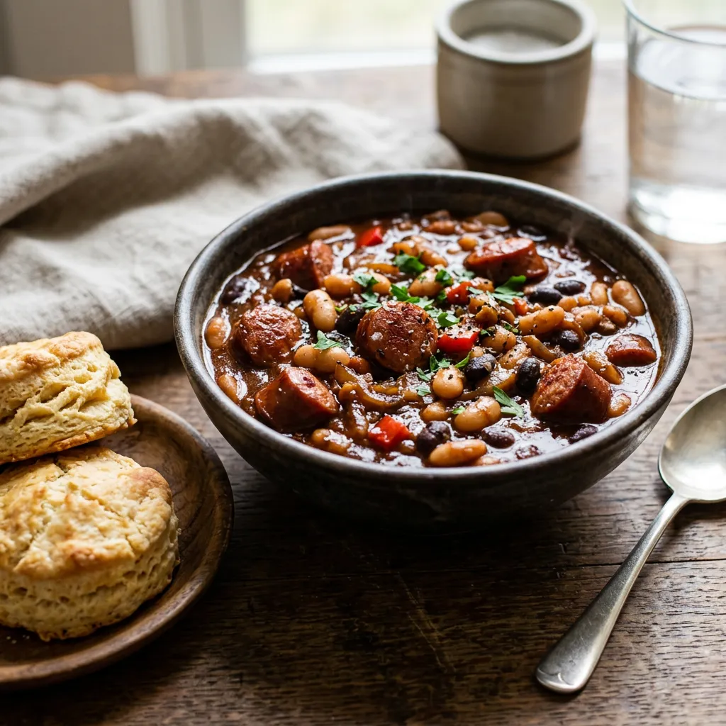 Finished Crock Pot Beans and Hot Dogs dish
