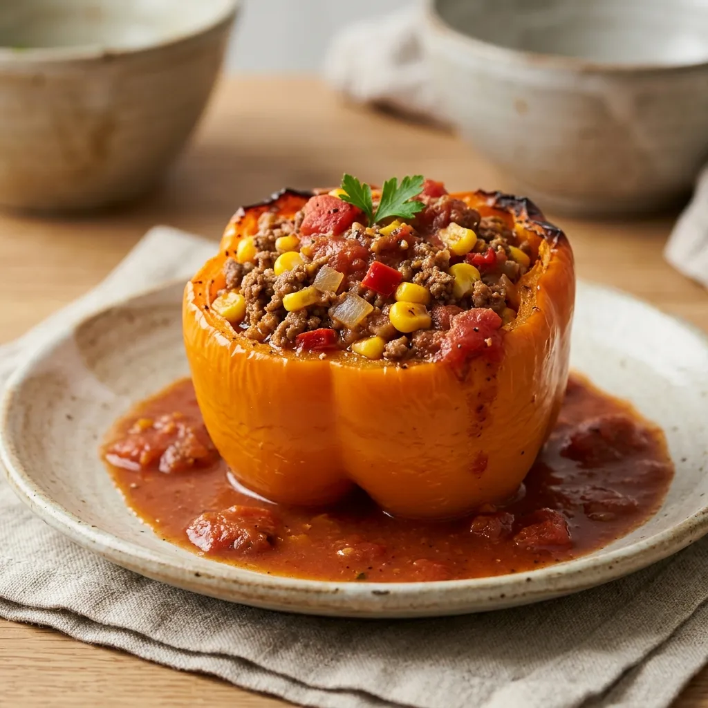 Crock Pot Corn and Beef Stuffed Peppers
