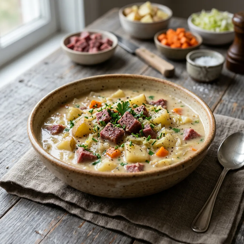 Crock Pot Corned Beef and Cabbage Chowder Recipe