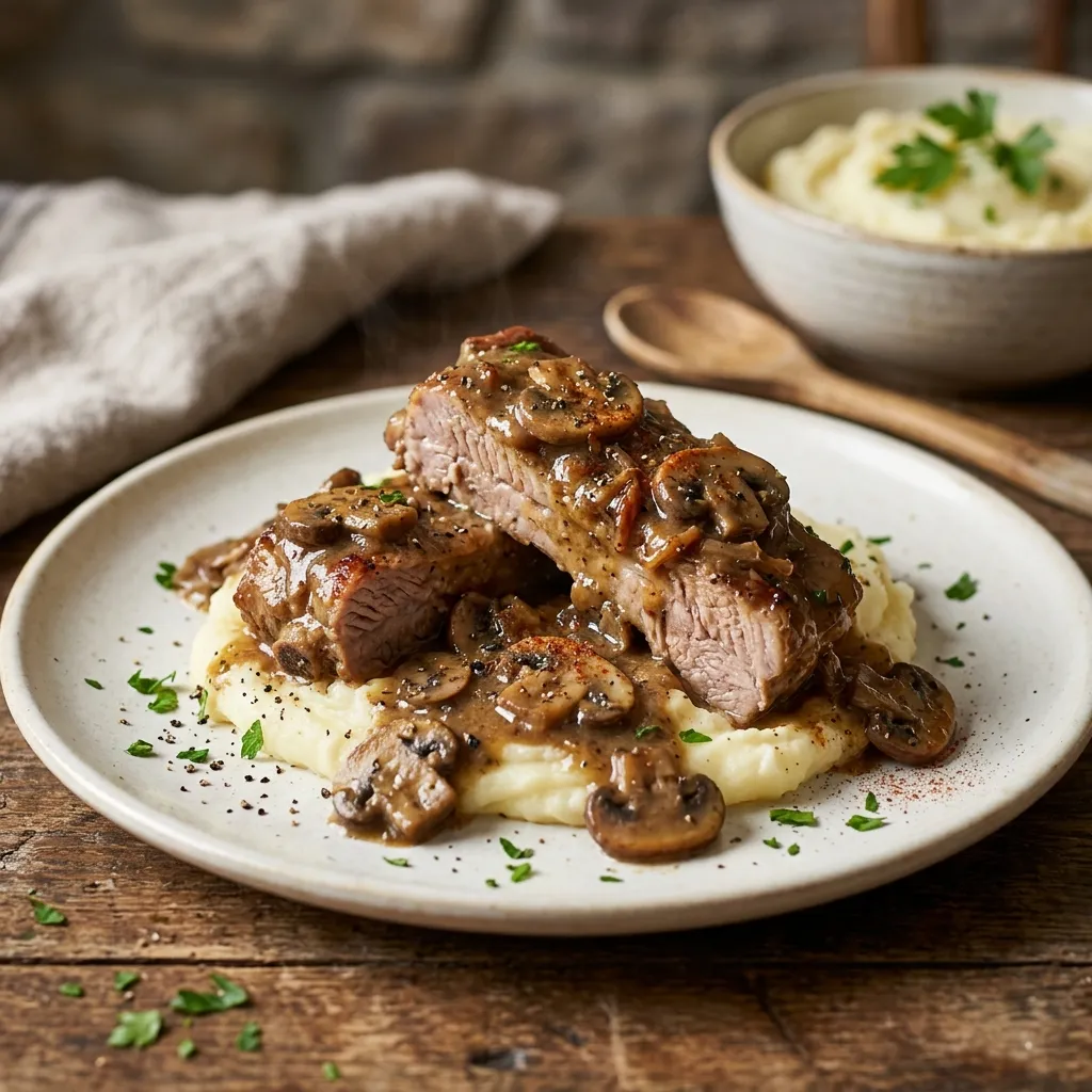 Crock Pot Country-Style Pork Ribs With Mushrooms