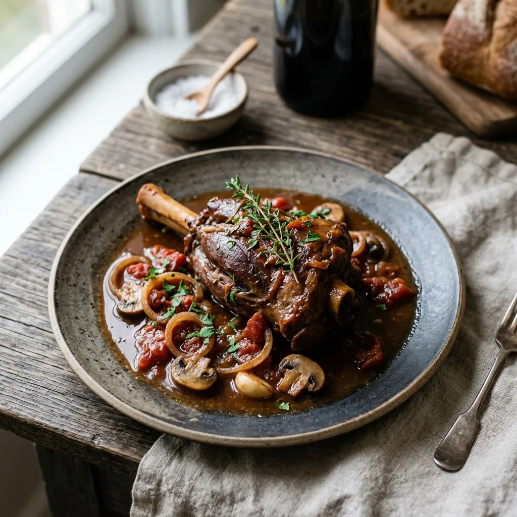 Finished Crock Pot Lamb Shanks dish