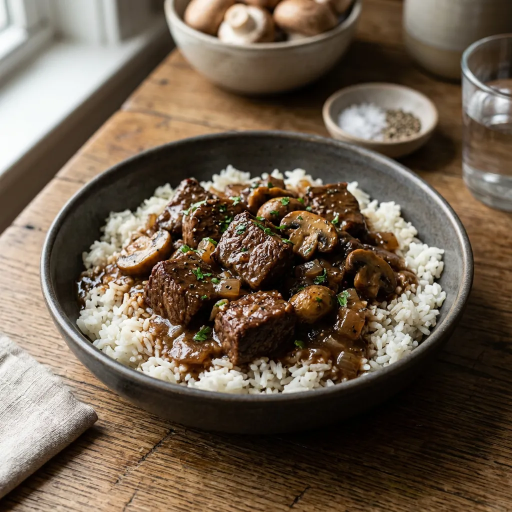 Crock Pot or Stovetop Beef Tips and Gravy