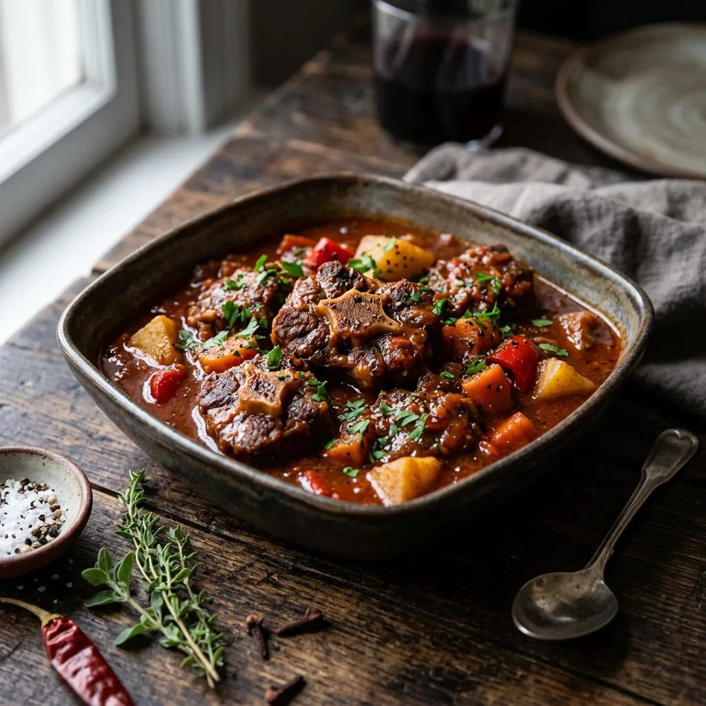 Finished Crock Pot Oxtail Stew dish