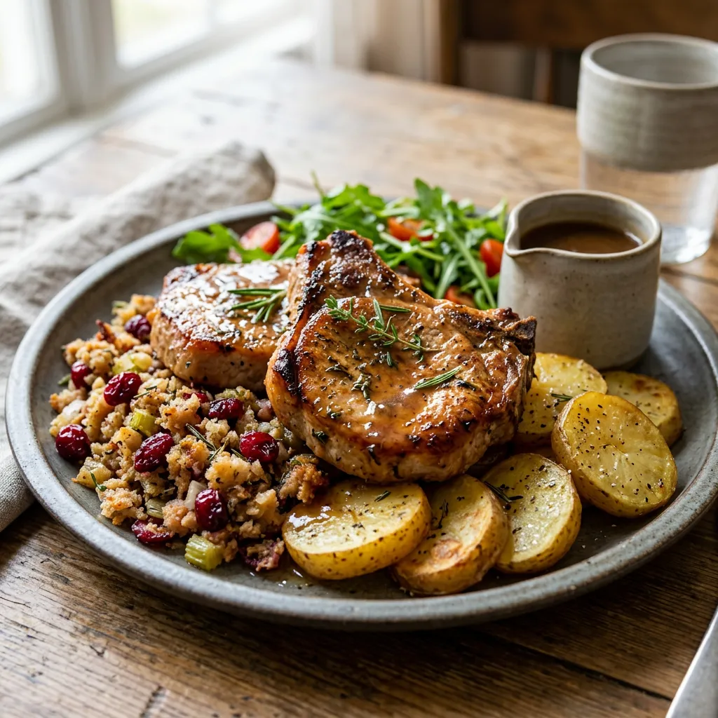 Crock Pot Pork Chops With Stuffing and Potatoes