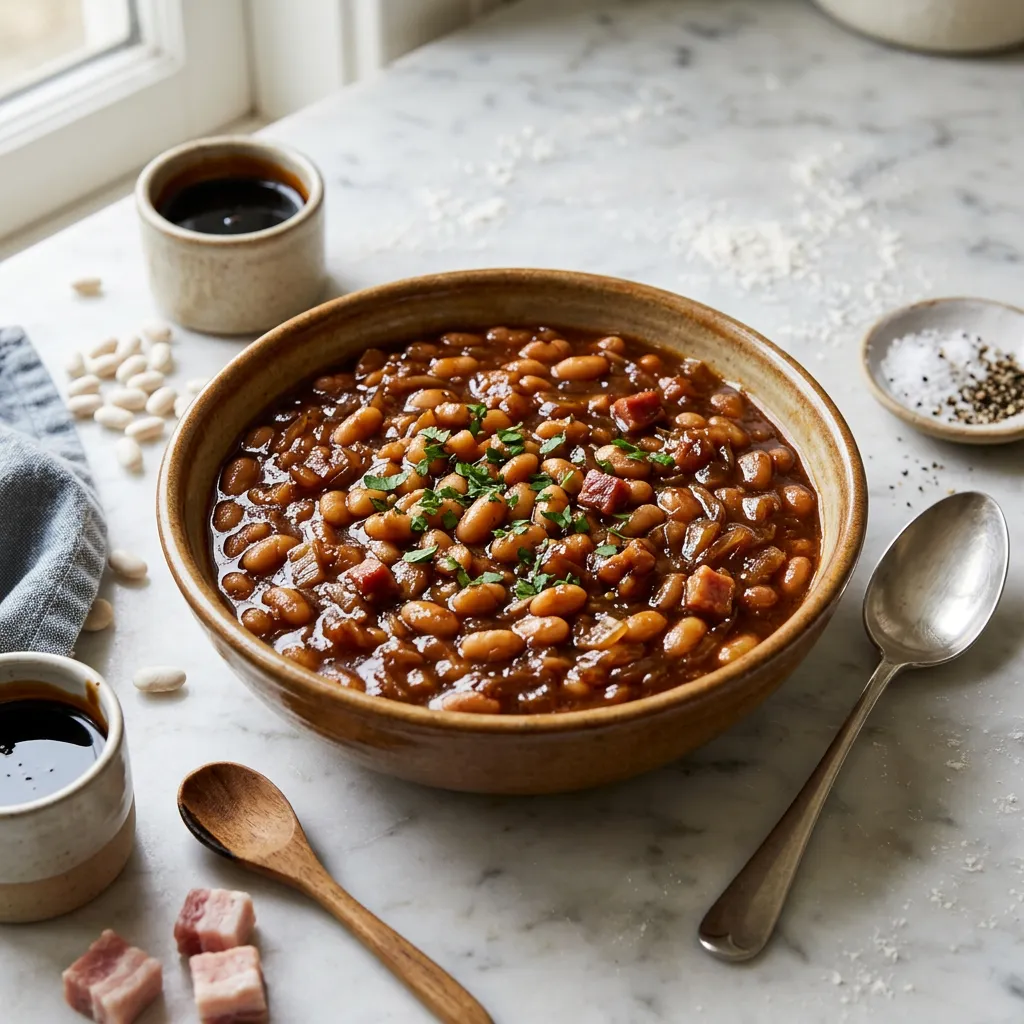 Crockpot Baked Beans With Salt Pork or Bacon