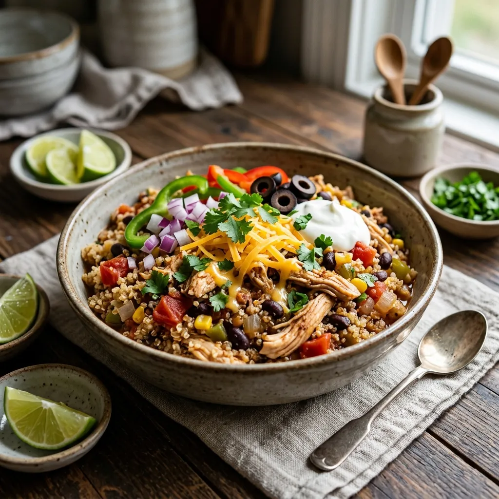 Crockpot Chicken and Quinoa Burrito Bowl