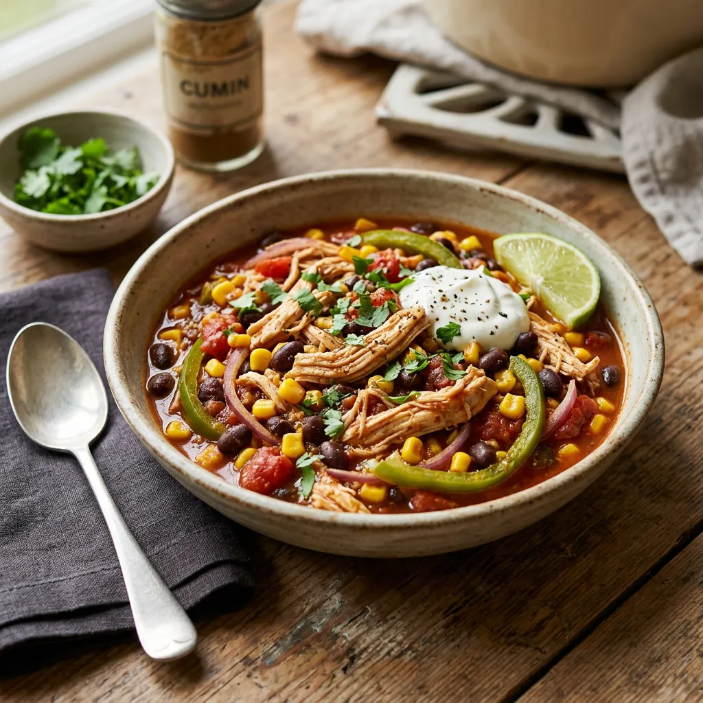 Crockpot Fiesta Chicken and Black Beans