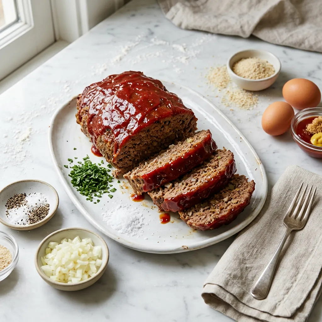 Finished Crockpot Meatloaf dish