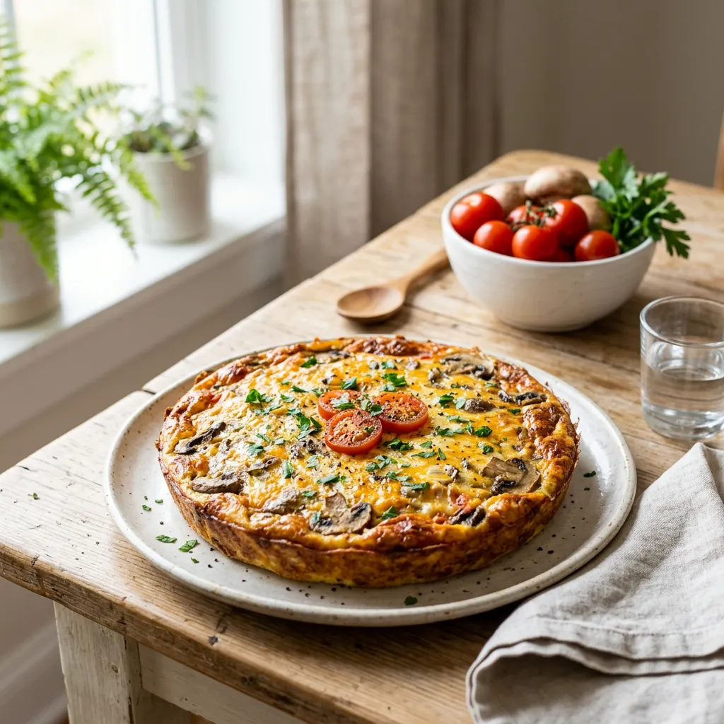 Crustless Cheese and Vegetable Quiche Recipe