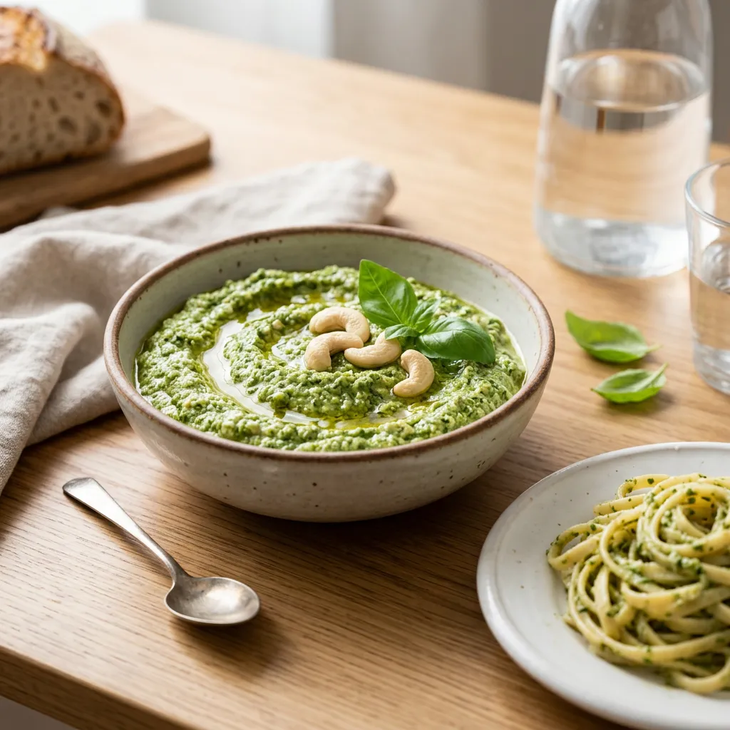 Dairy-Free Basil Cashew Pesto: Savory Sauces