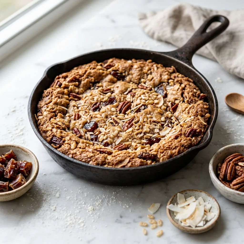 Date Skillet Cookies With Crispy Rice Cereal and Coconut