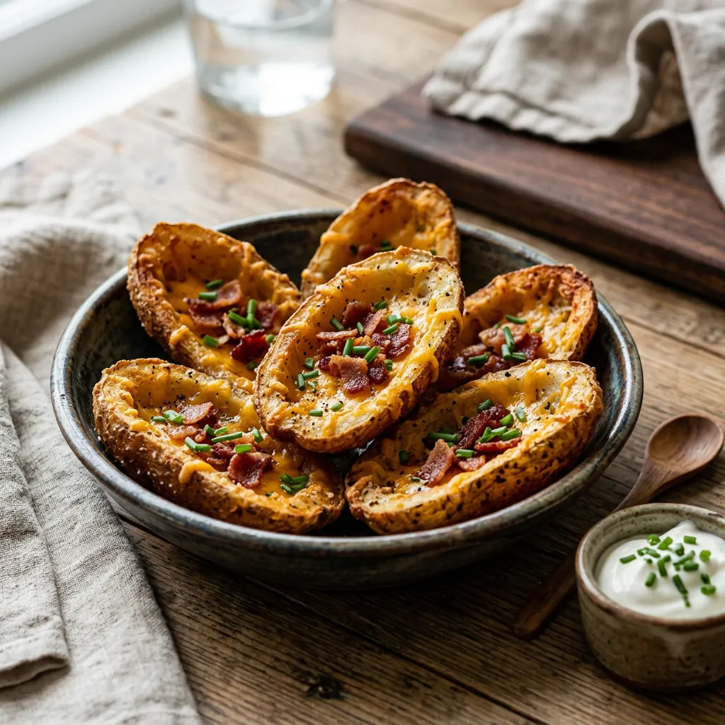 Deep-Fried Potato Skins With Dips and Toppings