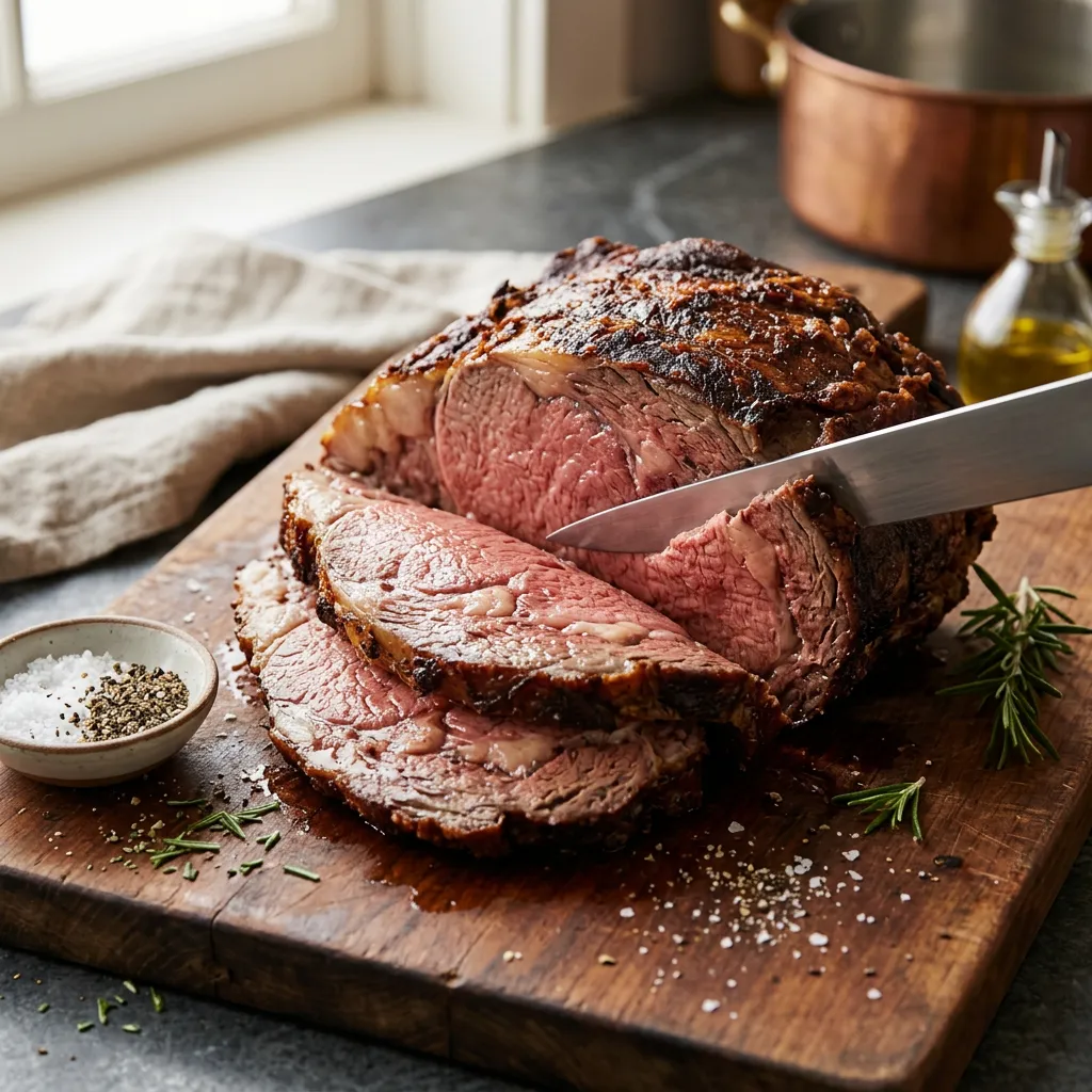 Finished Deep-Fried Prime Rib Roast dish