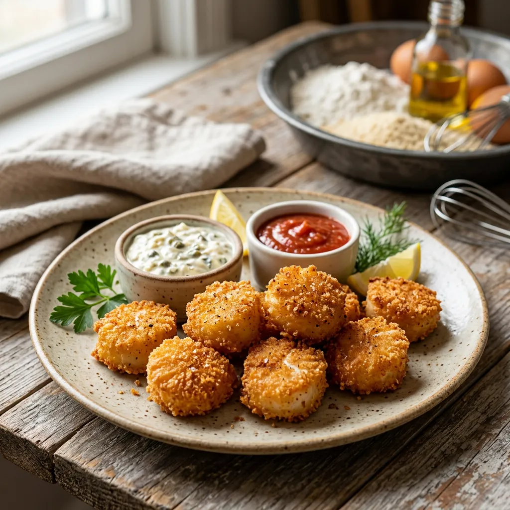 Finished Deep-Fried Scallops dish