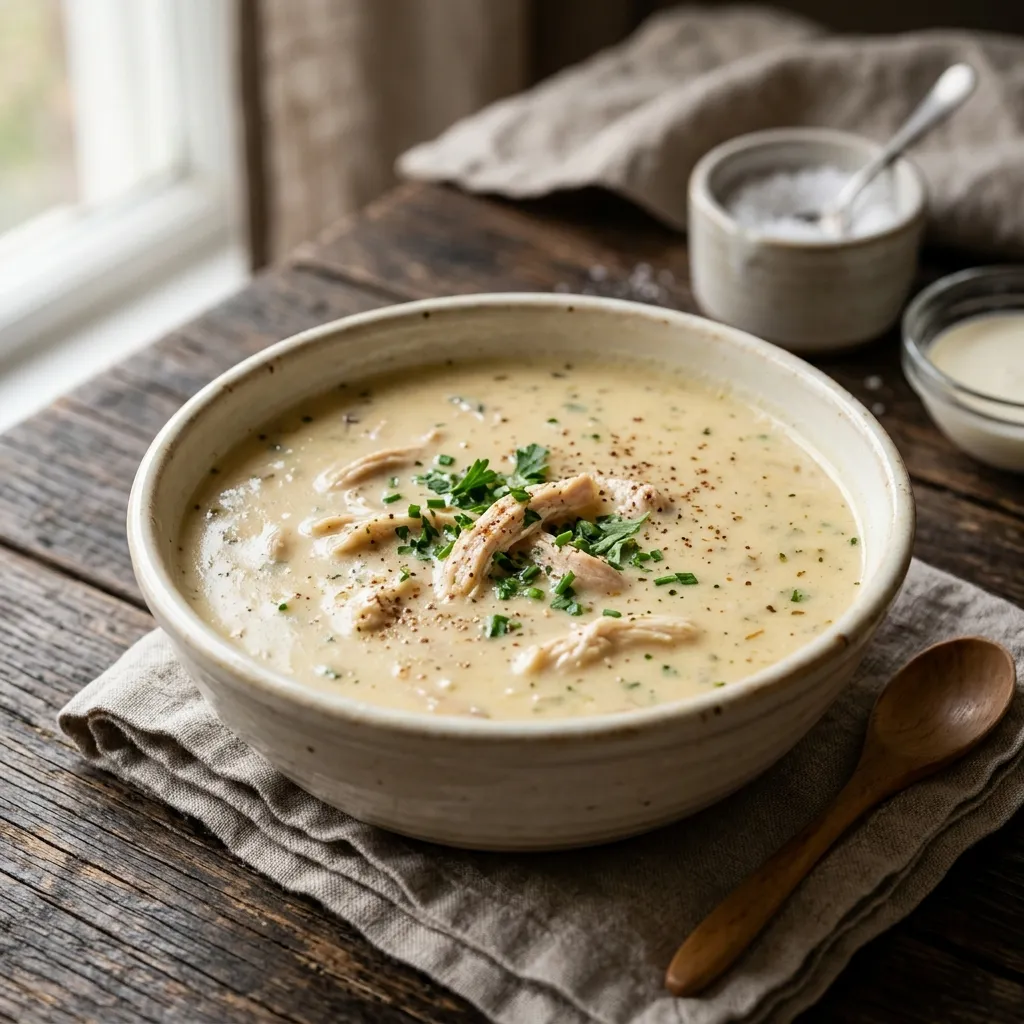 Delicious and Warm Cream of Chicken or Turkey Soup