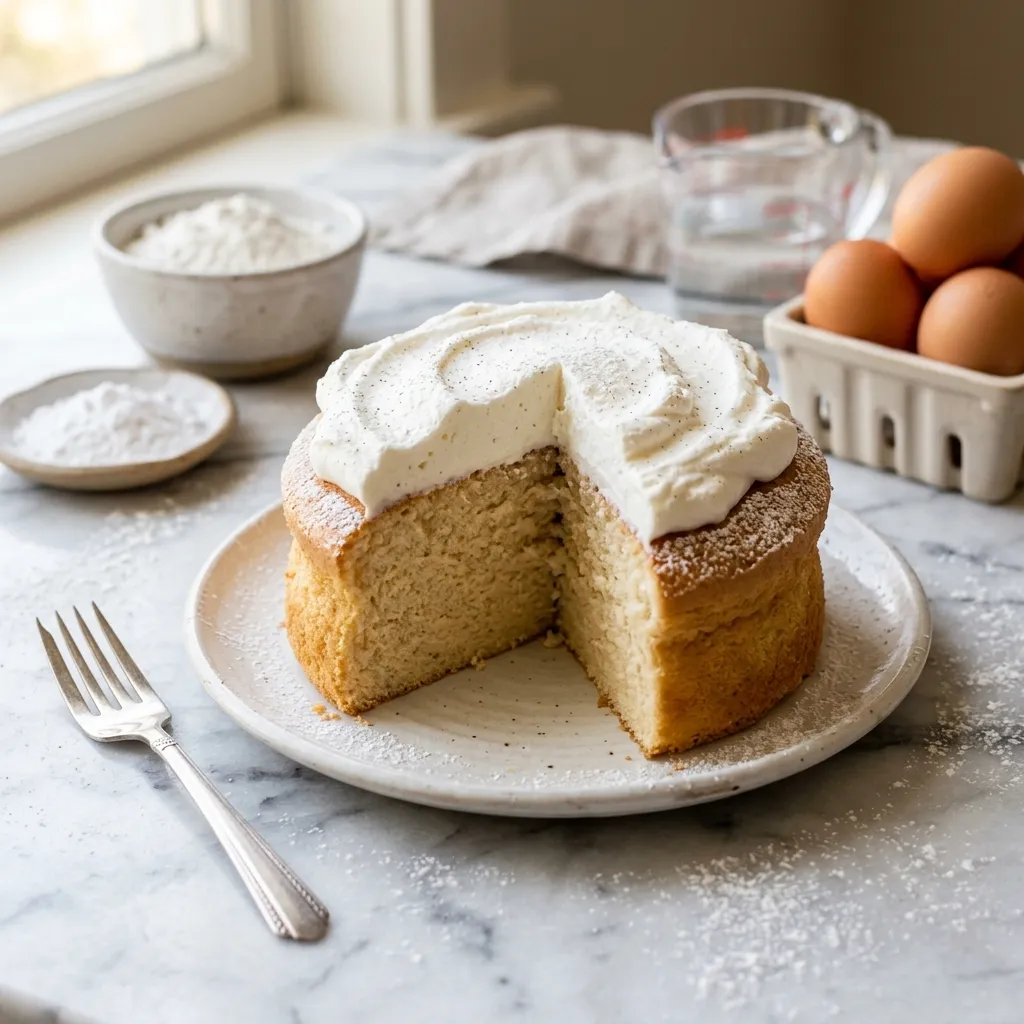 Dream Cake With a Whipped Cream Topping