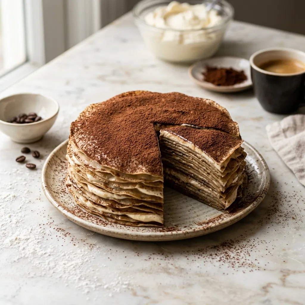 Dumpling Wrapper Tiramisu Crepe Cake