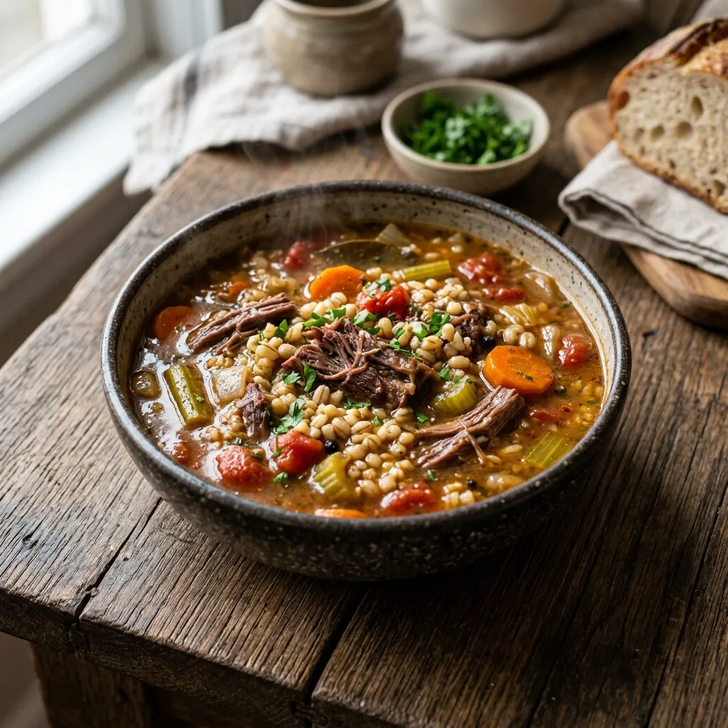 Eastern European Oxtail Barley Soup