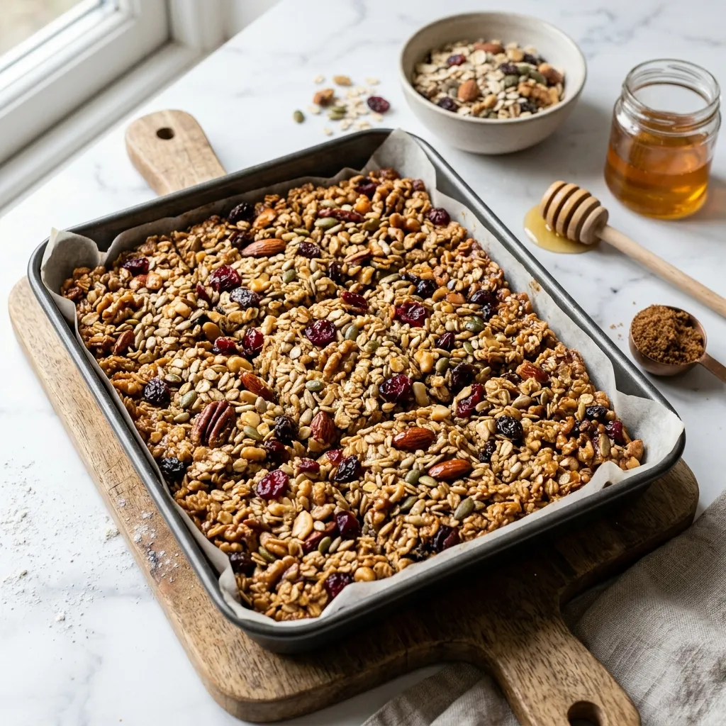 Finished Easy and Healthy Muesli Flapjack dish