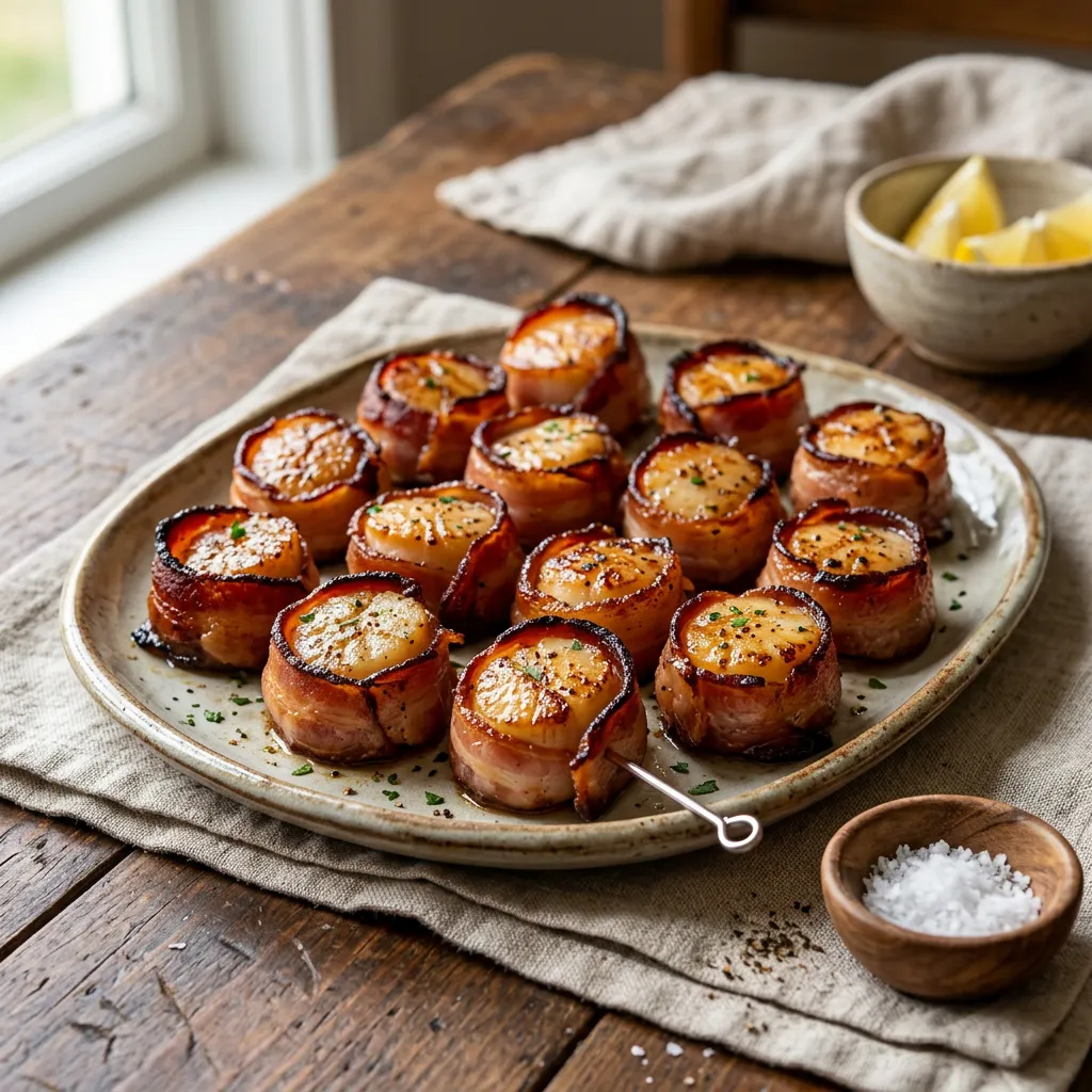 Finished Easy Bacon-Wrapped Scallops dish