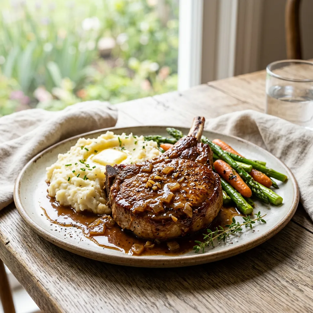 Finished Easy Braised Pork Chops dish