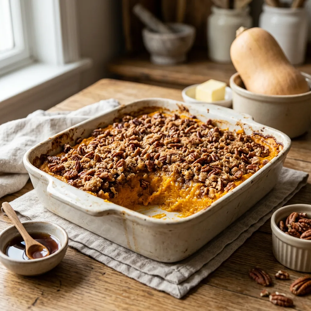 Easy Butternut Squash Casserole With Maple and Cinnamon