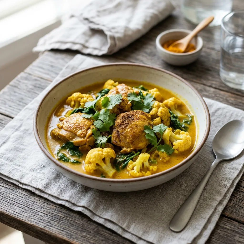 Easy Cauliflower and Chicken Curry