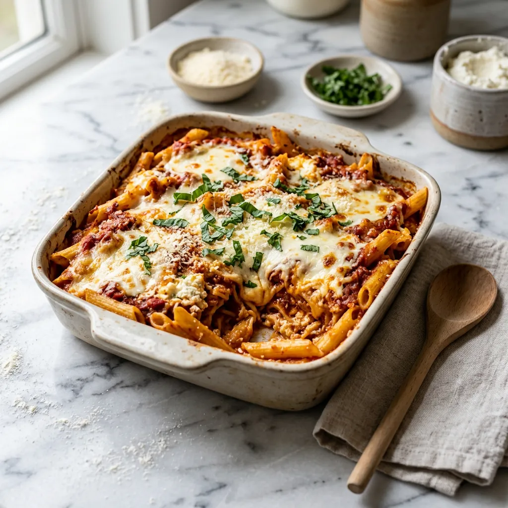 Easy Cheesy Baked Ziti Recipe