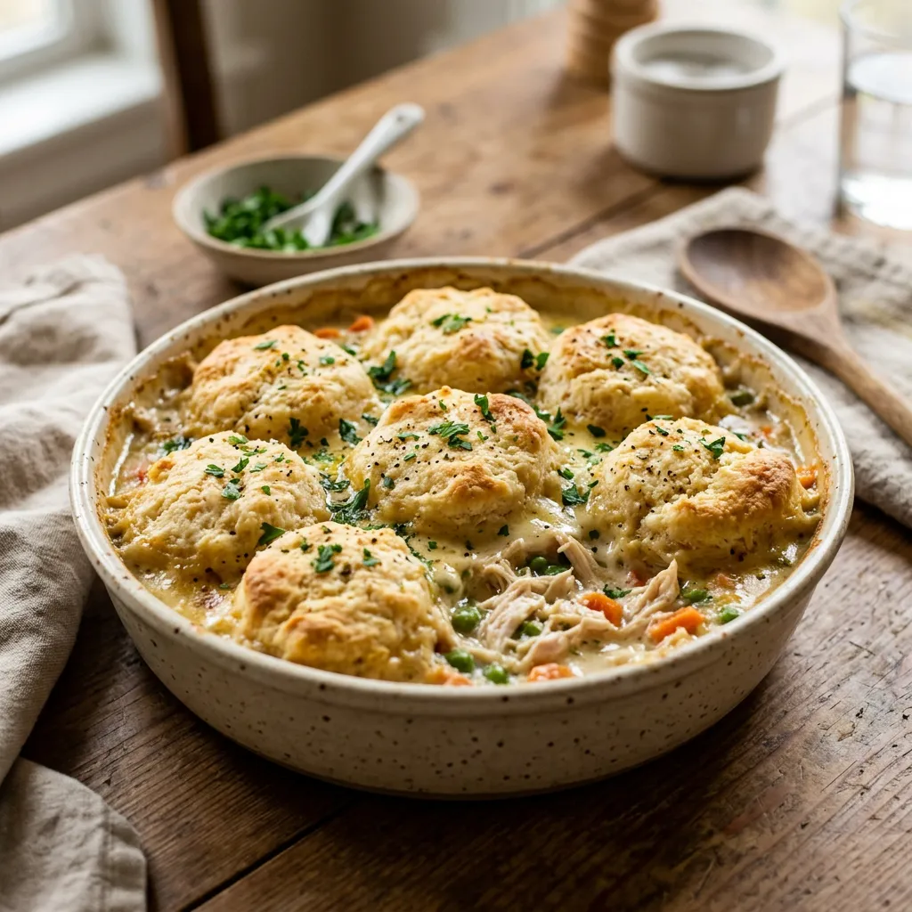 Finished Easy Chicken and Biscuits dish