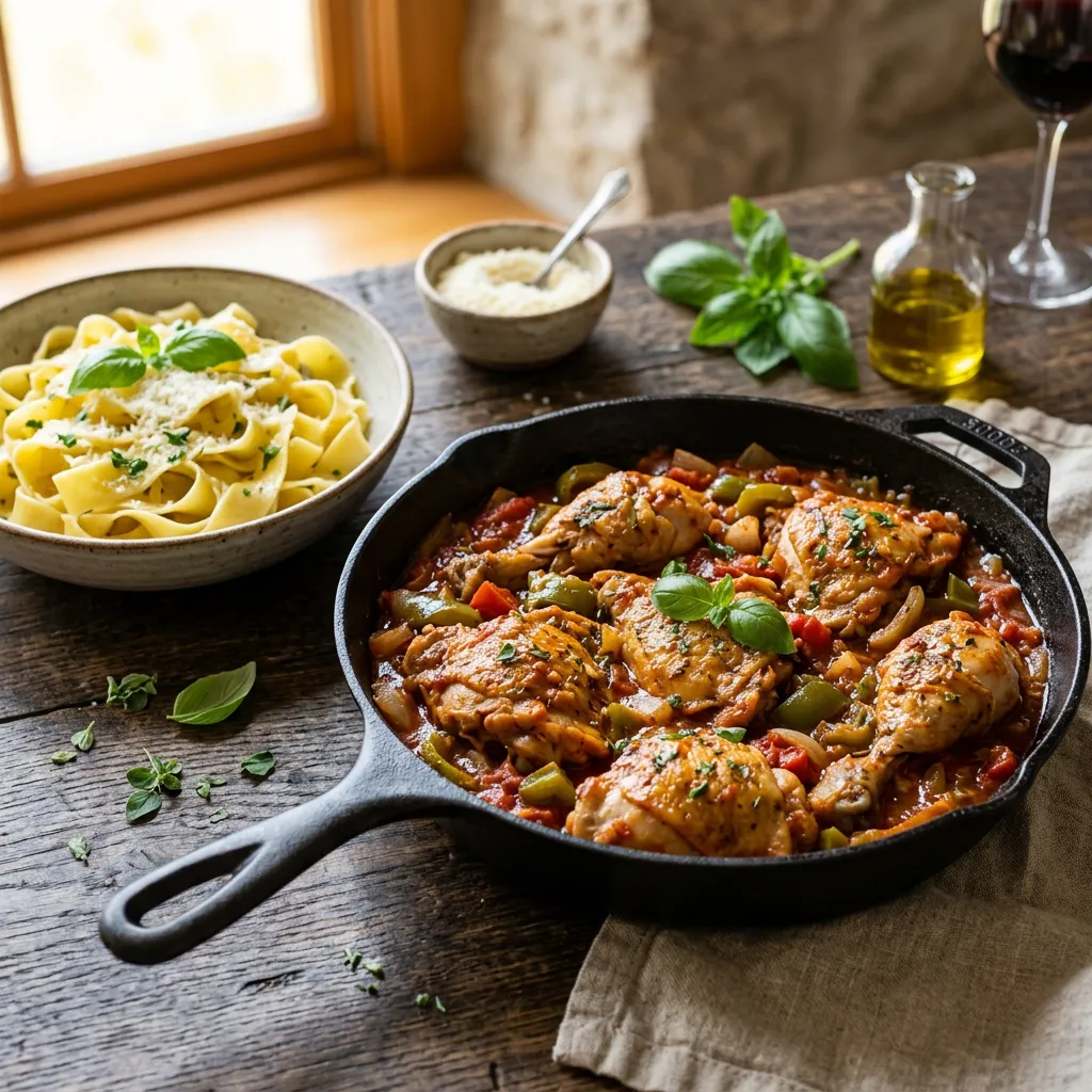 Easy Chicken Cacciatore With Stewed Tomatoes Recipe