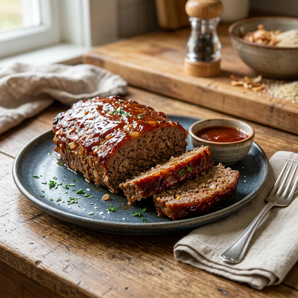 Finished Easy Classic Meatloaf dish