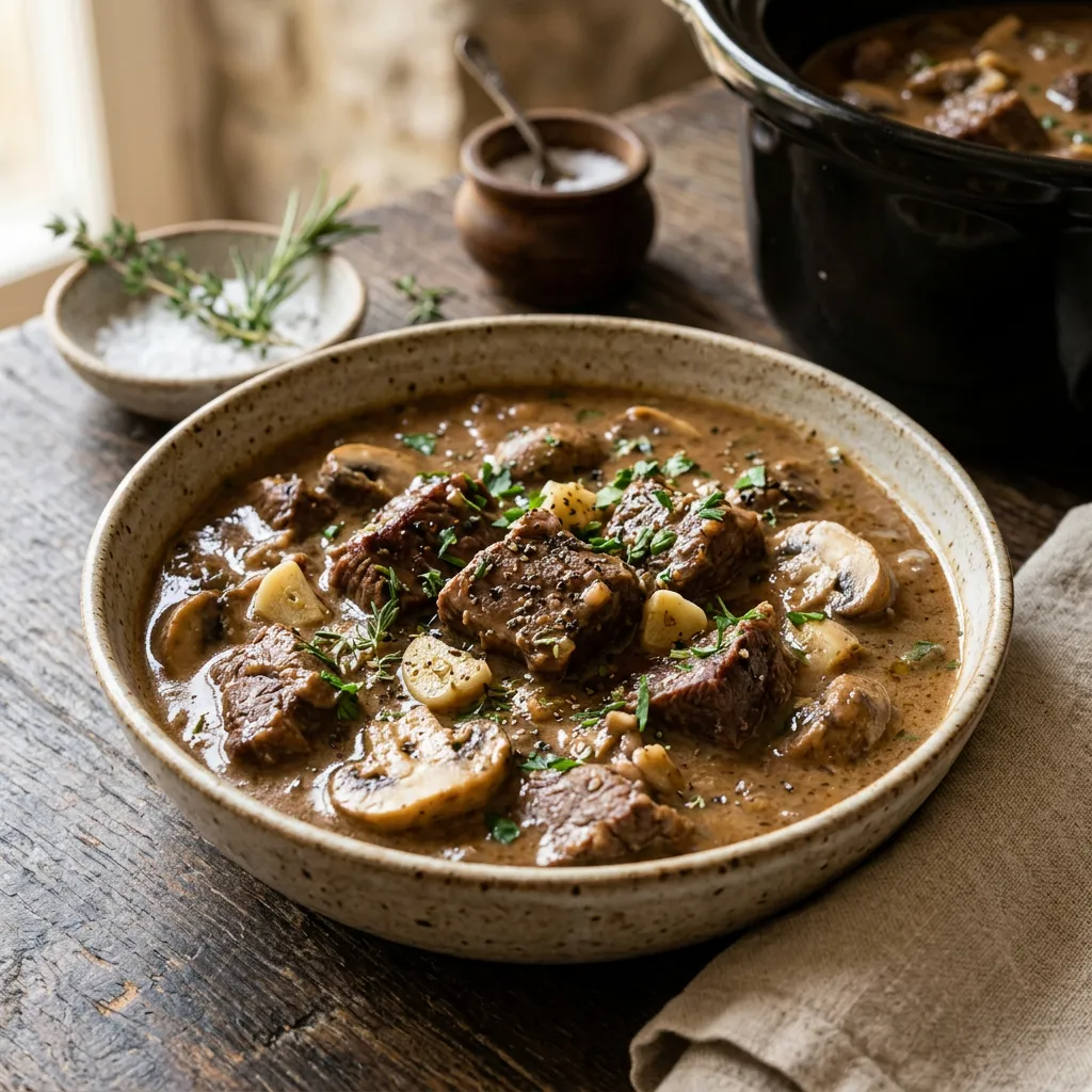 Easy Crock Pot Beef and Mushroom Stew