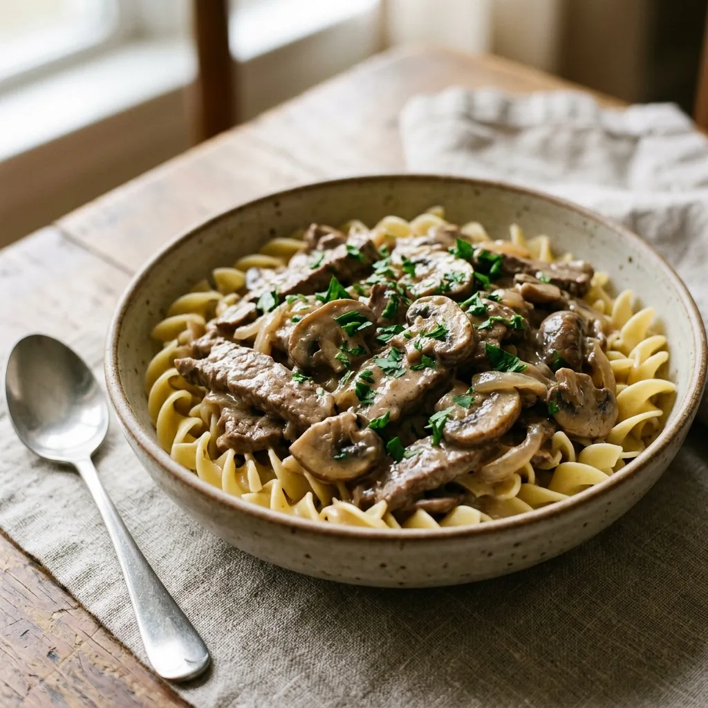 Easy Crock Pot Beef Stroganoff