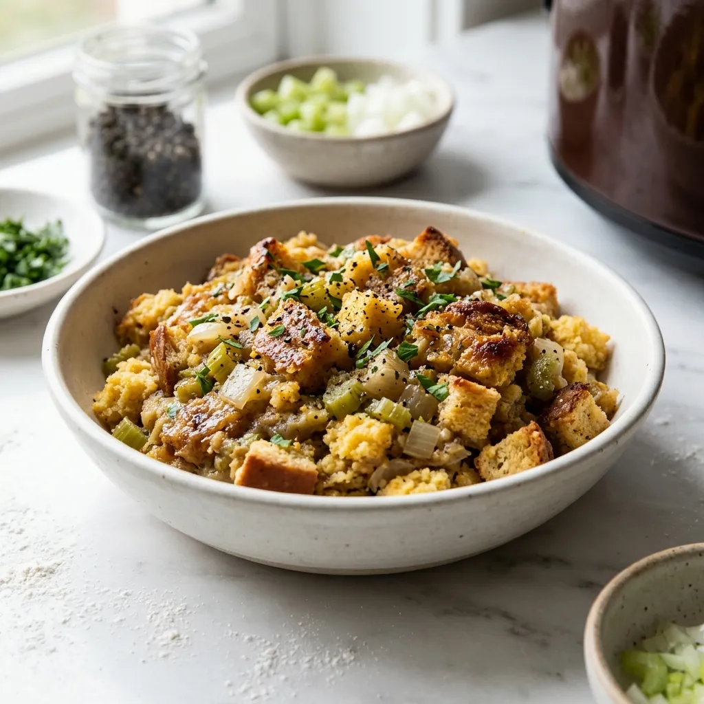 Easy Crock Pot Cornbread Dressing