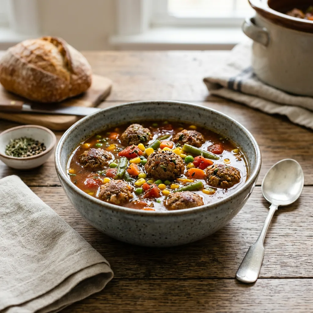 Easy Crock Pot Meatball Soup
